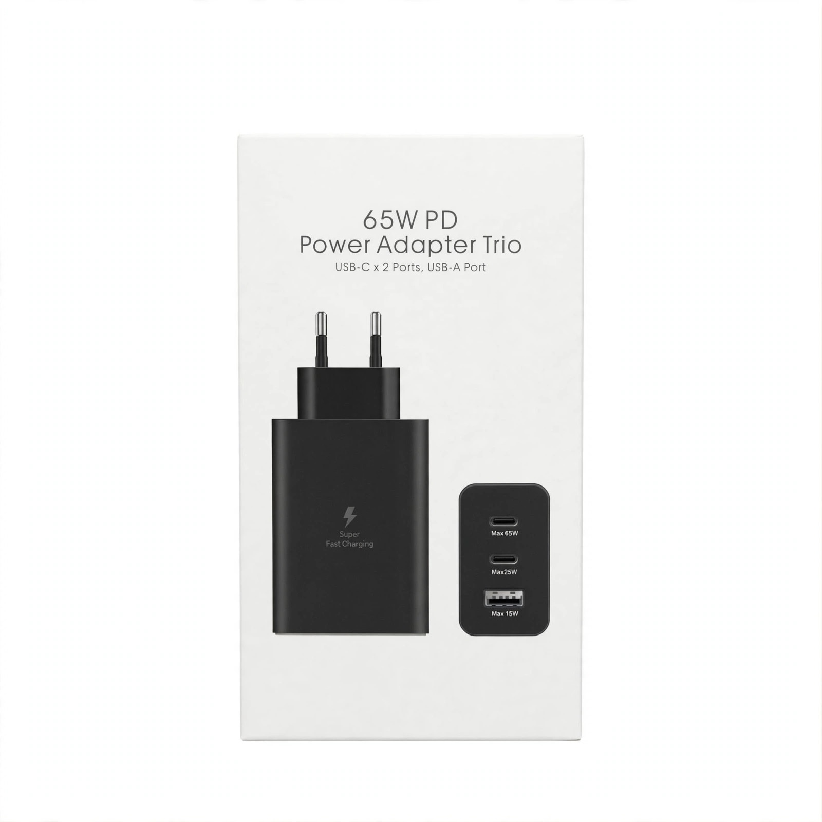 65W PD Power Adapter Trio (2x USB-C + USB-A)