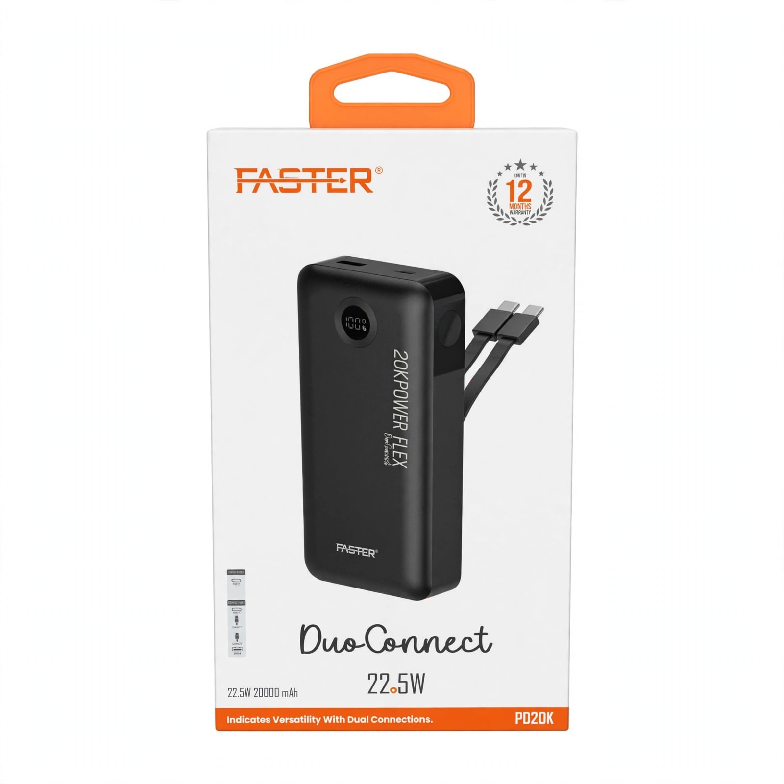 Faster DuoConnect 20000mAh 22.5W Power Bank (PD20K)