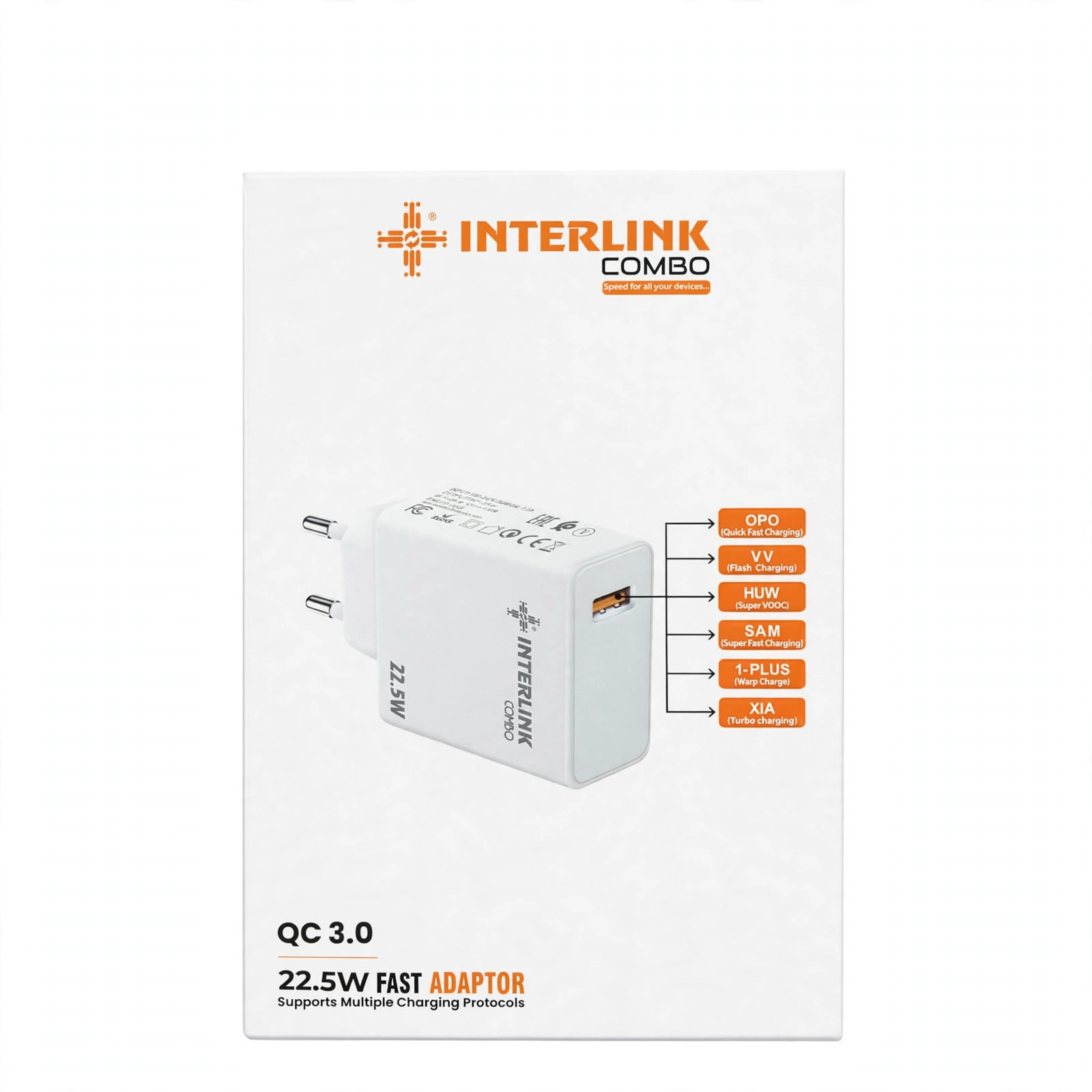 Interlink Combo 22.5W Fast Adaptor (QC 3.0)