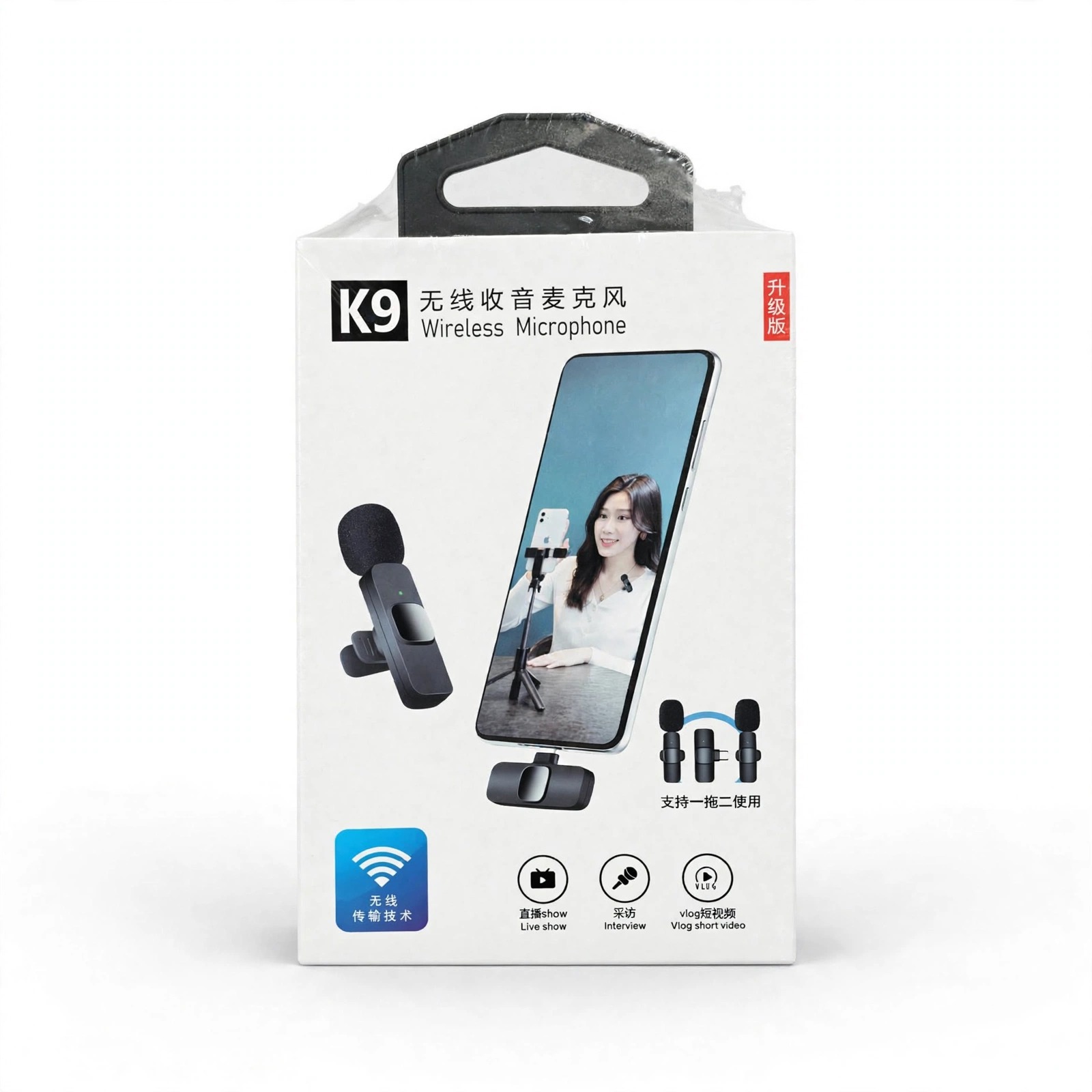 K9 Wireless Microphone – Lavalier Mic for Vlogging, Live Streaming & Interviews